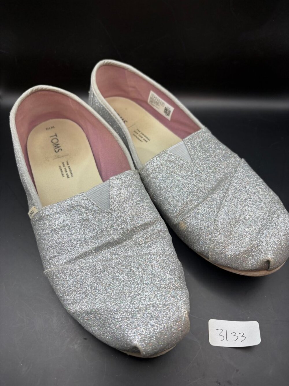 TOMS Silver glitter/sparkly alpargatas size 10 - Worn condition
